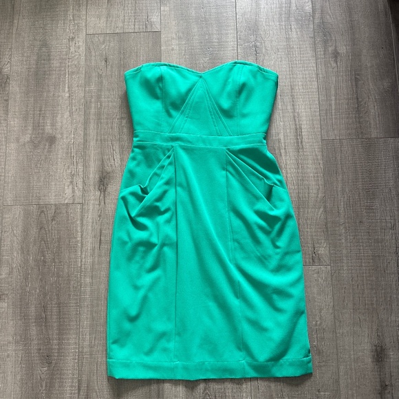 BCBGMAXAZRIA Daphine Emerald Green Bustier Dress: - Picture 2 of 5